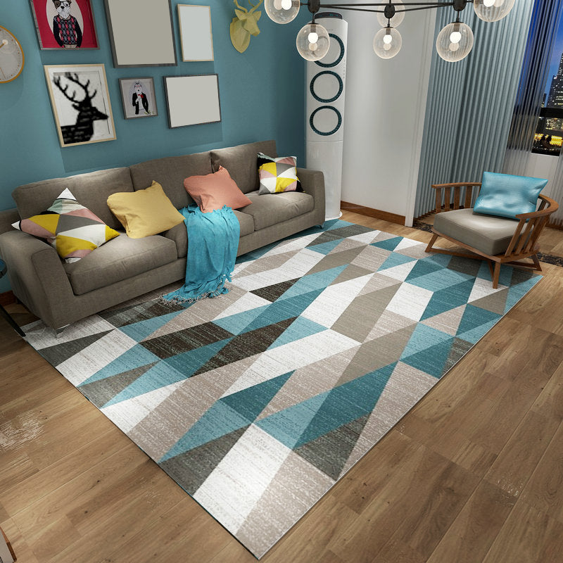 Multi Color Scandinavian Rug Polyster Plant Printed Area Carpet Pet Friendly Easy Care Area Rug for Bedroom