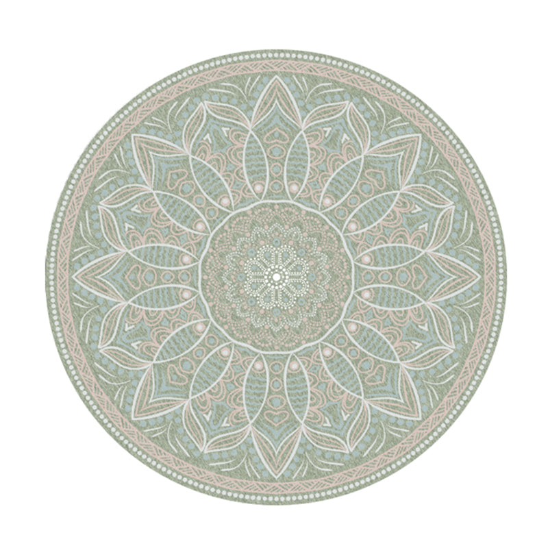 Trendy Flower Printed Rug Multi Color Cotton Blend Area Carpet Pet Friendly Stain-Resistant Indoor Rug for Decoration