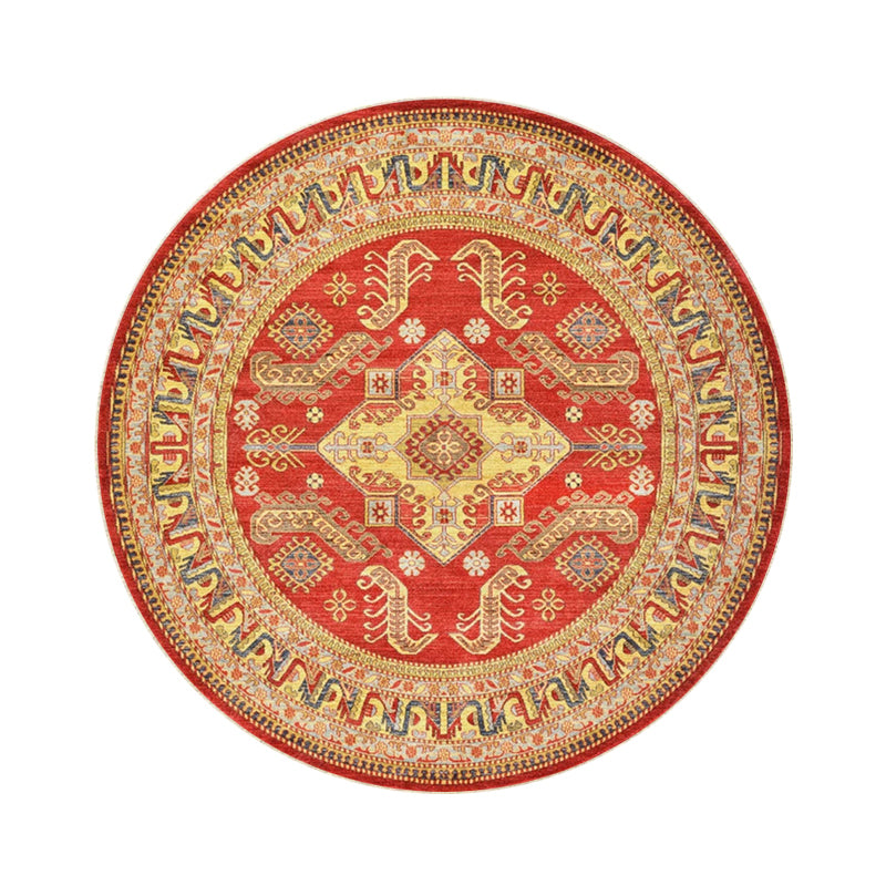 Trendy Flower Printed Rug Multi Color Cotton Blend Area Carpet Pet Friendly Stain-Resistant Indoor Rug for Decoration
