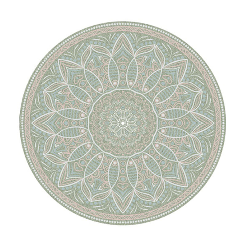 Trendy Flower Printed Rug Multi Color Cotton Blend Area Carpet Pet Friendly Stain-Resistant Indoor Rug for Decoration