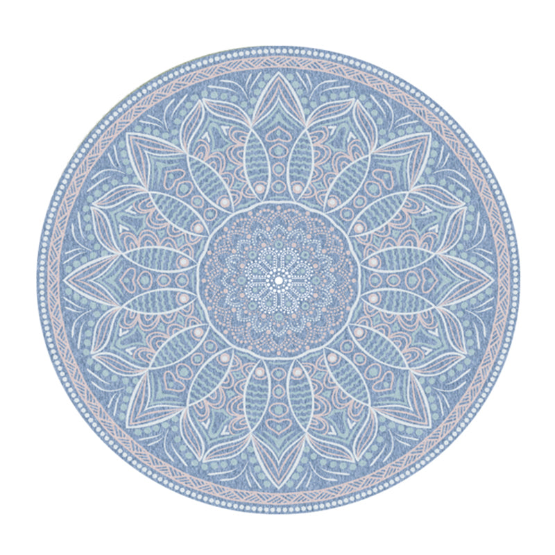 Trendy Flower Printed Rug Multi Color Cotton Blend Area Carpet Pet Friendly Stain-Resistant Indoor Rug for Decoration