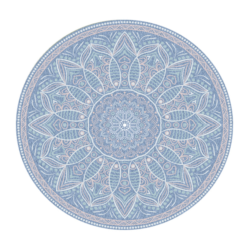 Trendy Flower Printed Rug Multi Color Cotton Blend Area Carpet Pet Friendly Stain-Resistant Indoor Rug for Decoration