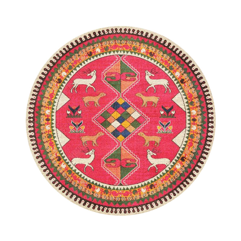 Trendy Flower Printed Rug Multi Color Cotton Blend Area Carpet Pet Friendly Stain-Resistant Indoor Rug for Decoration