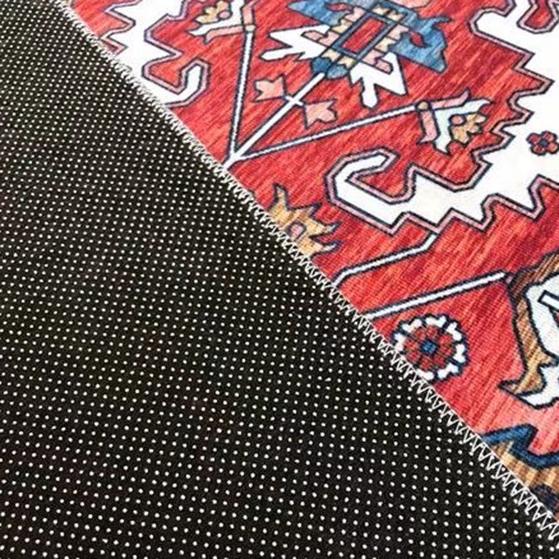 Multi Color Living Room Rug Persian Geometric Printed Indoor Rug Cotton Blend Anti-Slip Easy Care Area Carpet