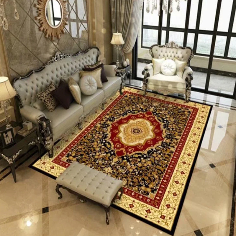 Tapis marocain multicolore en polyester, zone d'impression géométrique, facile d'entretien, lavable, respectueux des animaux de compagnie, pour salon