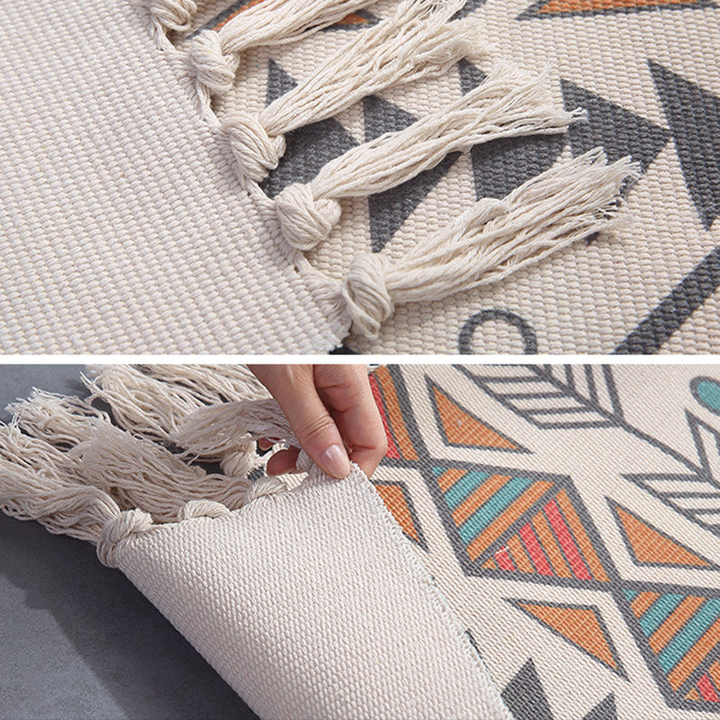 Multi-Color Southwestern Rug Cotton Geometric Printed Area Carpet Easy Care Pet Friendly Indoor Rug for Bedroom