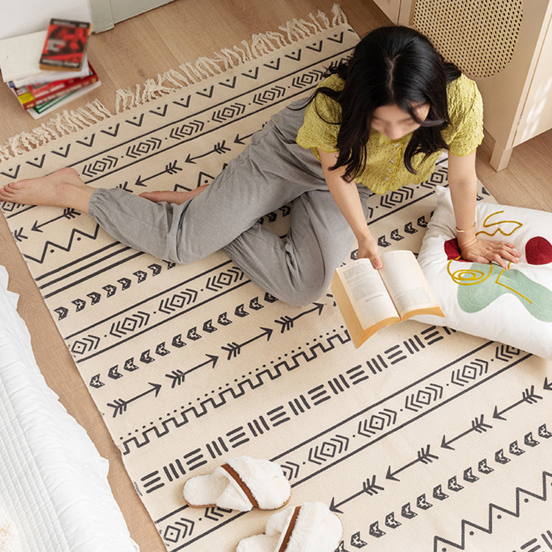 Multi-Color Bedroom Rug Western Geometric Printed Area Carpet Cotton Easy Care Pet Friendly Indoor Rug