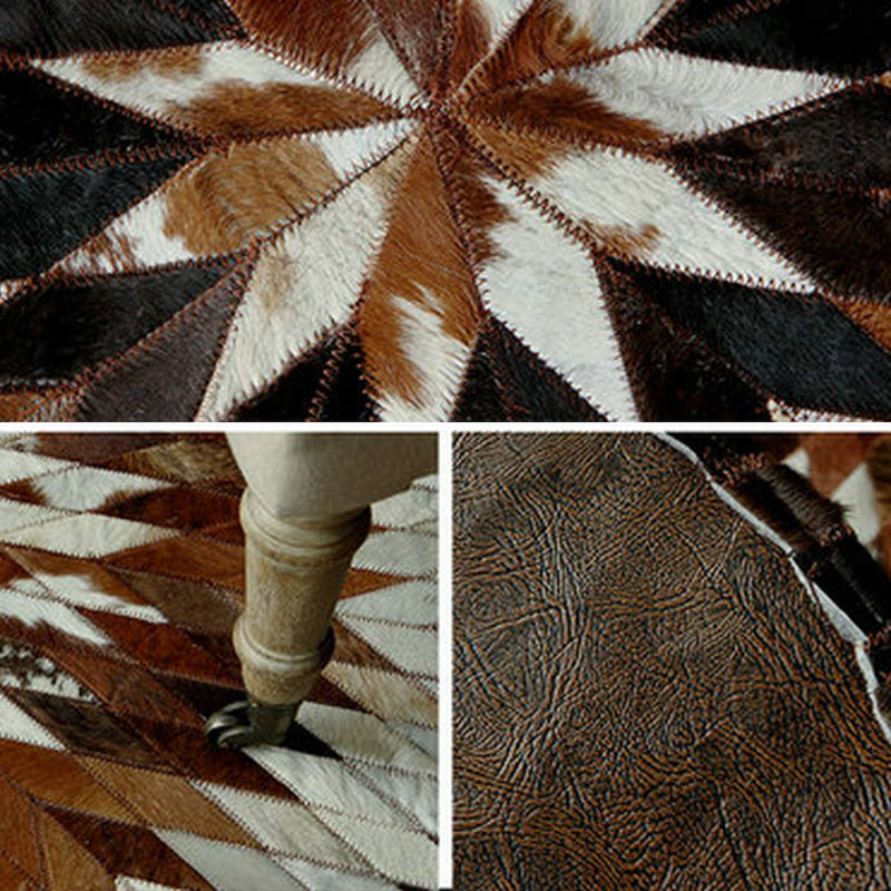 Scandinavian Living Room Rug Multi-Color Geometric Printed Indoor Rug Cowhide Non-Slip Pet Friendly Area Carpet