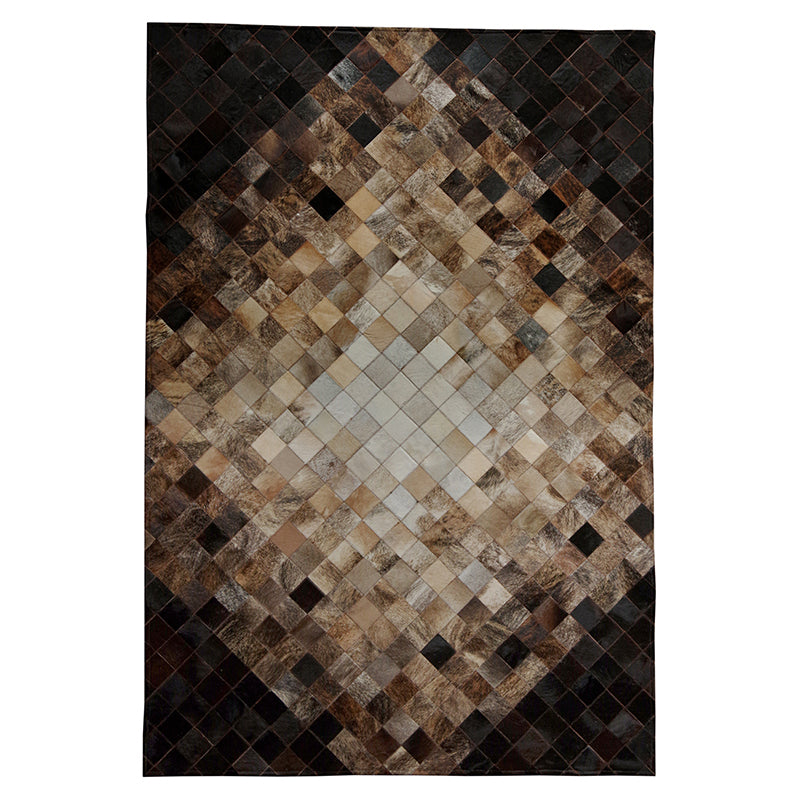 Neuartiger Teppich mit geometrischem Muster, mehrfarbiger Innenteppich aus Rindsleder, rutschfeste Rückseite, pflegeleichter Bereichsteppich zur Dekoration