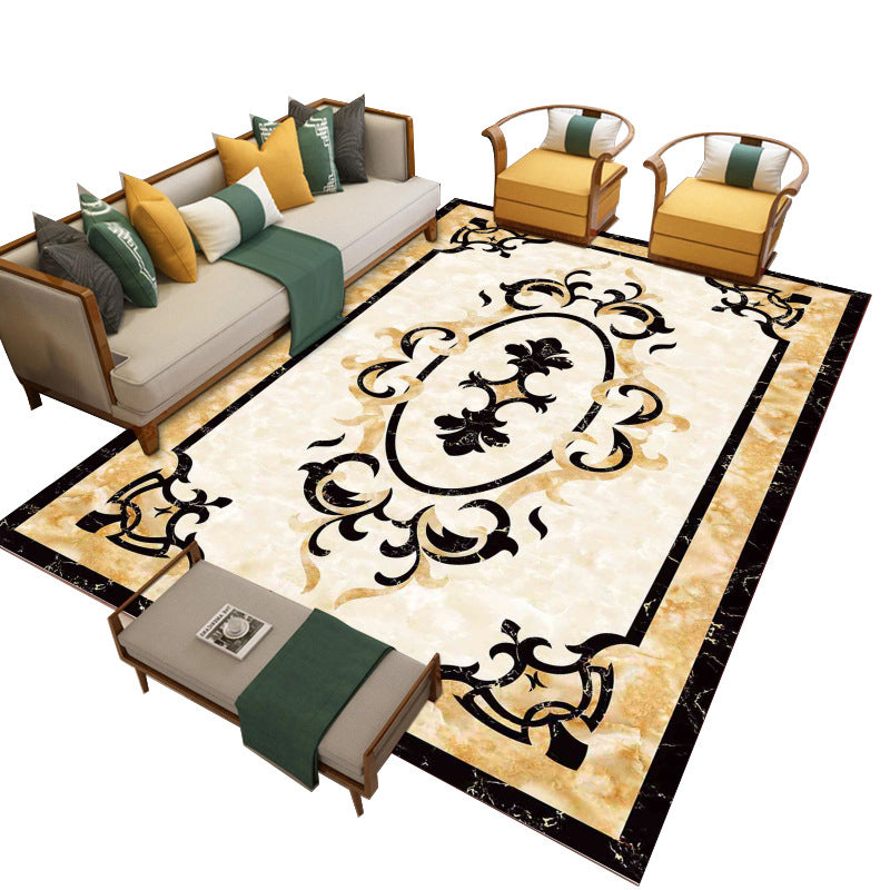 Trendy Living Room Rug Multicolor Flower Printed Area Carpet Synthetics Non-Slip Backing Stain-Resistant Indoor Rug