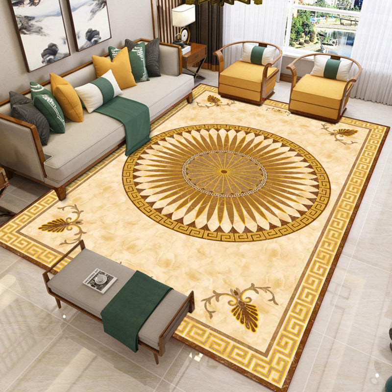 Trendy Living Room Rug Multicolor Flower Printed Area Carpet Synthetics Non-Slip Backing Stain-Resistant Indoor Rug