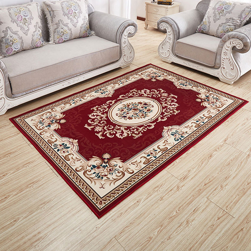 Modern Floral Printed Rug Multi-Color Polyster Indoor Rug Anti-Slip Backing Machine Washable Area Carpet for Living Room