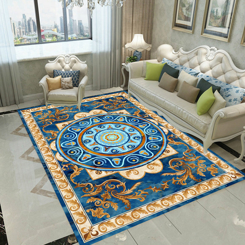 Multicolored Living Room Rug Nordic Flower Pattern Indoor Rug Synthetics Non-Slip Backing Easy Care Area Carpet