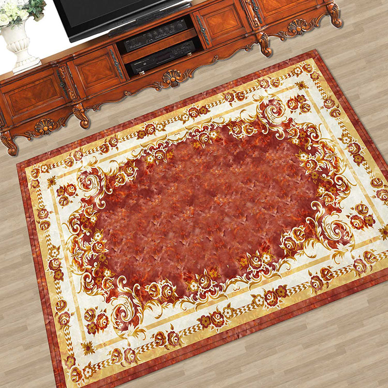Novelty Floral Printed Rug Multi Color Polyster Area Carpet Anti-Slip Pet Friendly Washable Indoor Rug for Living Room