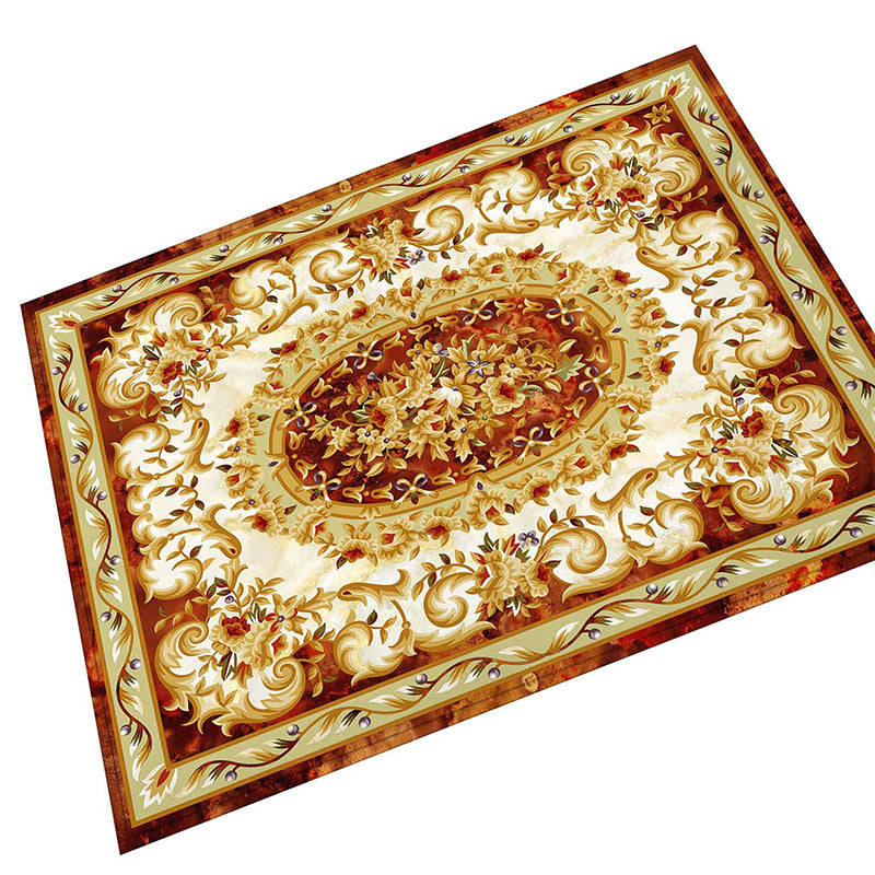 Novelty Floral Printed Rug Multi Color Polyster Area Carpet Anti-Slip Pet Friendly Washable Indoor Rug for Living Room