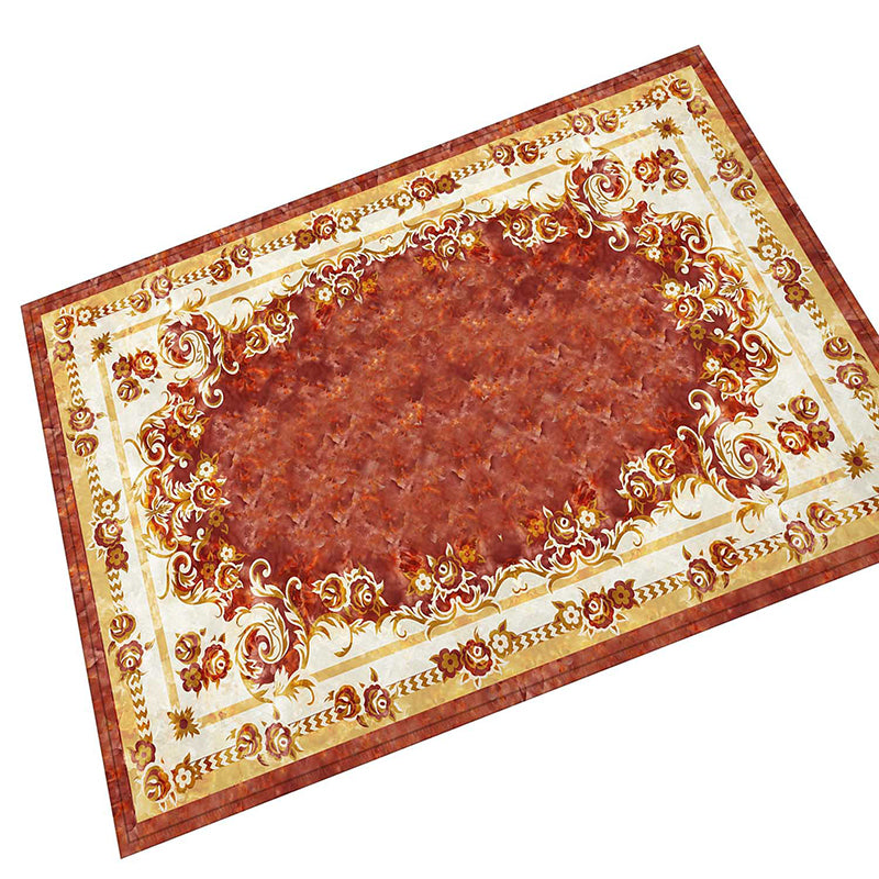 Novelty Floral Printed Rug Multi Color Polyster Area Carpet Anti-Slip Pet Friendly Washable Indoor Rug for Living Room