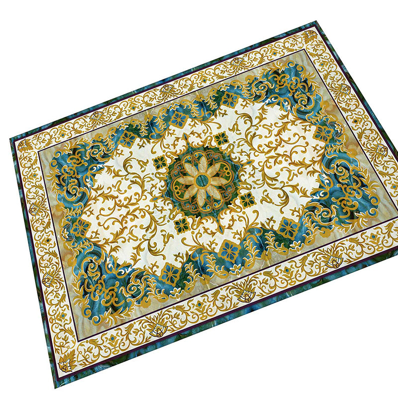 Novelty Floral Printed Rug Multi Color Polyster Area Carpet Anti-Slip Pet Friendly Washable Indoor Rug for Living Room