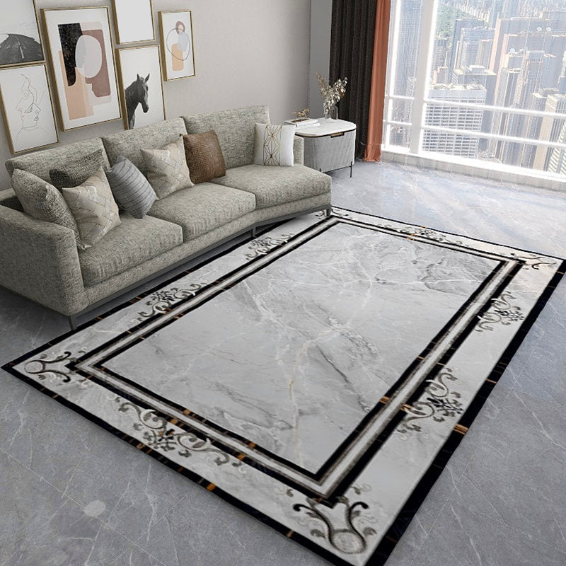 Scandinavian Living Room Rug Multicolored Plaid Printed Area Carpet Polyster Non-Slip Pet Friendly Area Rug