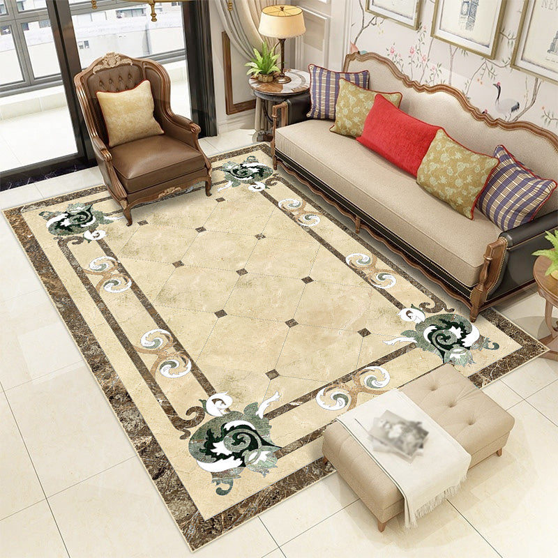 Contemporary Living Room Rug Multicolored Plaid Pattern Indoor Rug Polyster Anti-Slip Backing Stain-Resistant Area Carpet