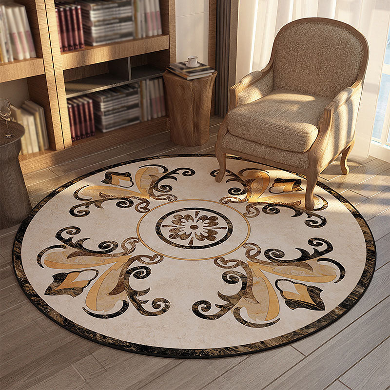 Modern Flower Printed Rug Multicolored Polyster Area Carpet Non-Slip Backing Stain-Resistant Indoor Rug for Living Room