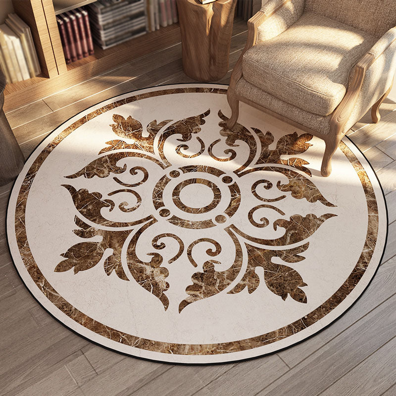 Modern Flower Printed Rug Multicolored Polyster Area Carpet Non-Slip Backing Stain-Resistant Indoor Rug for Living Room
