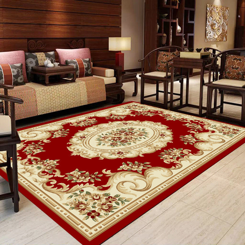Mehrfarbiger moderner Teppich aus Polyster mit Blumenmuster, rutschfeste Rückseite, schmutzabweisender Innenteppich für den Salon