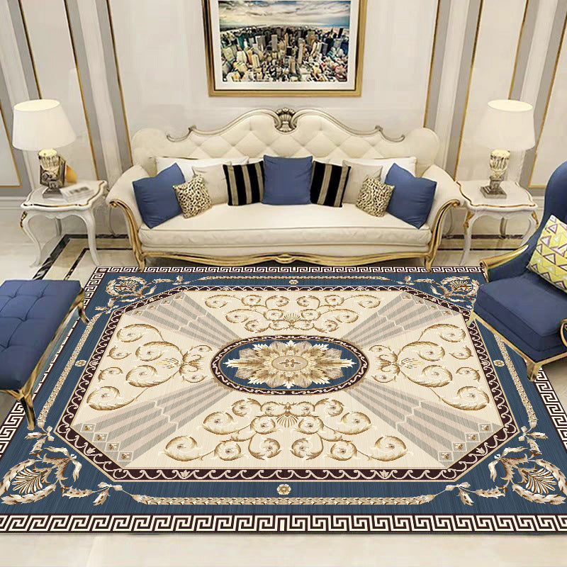Mehrfarbiger moderner Teppich aus Polyster mit Blumenmuster, rutschfeste Rückseite, schmutzabweisender Innenteppich für den Salon