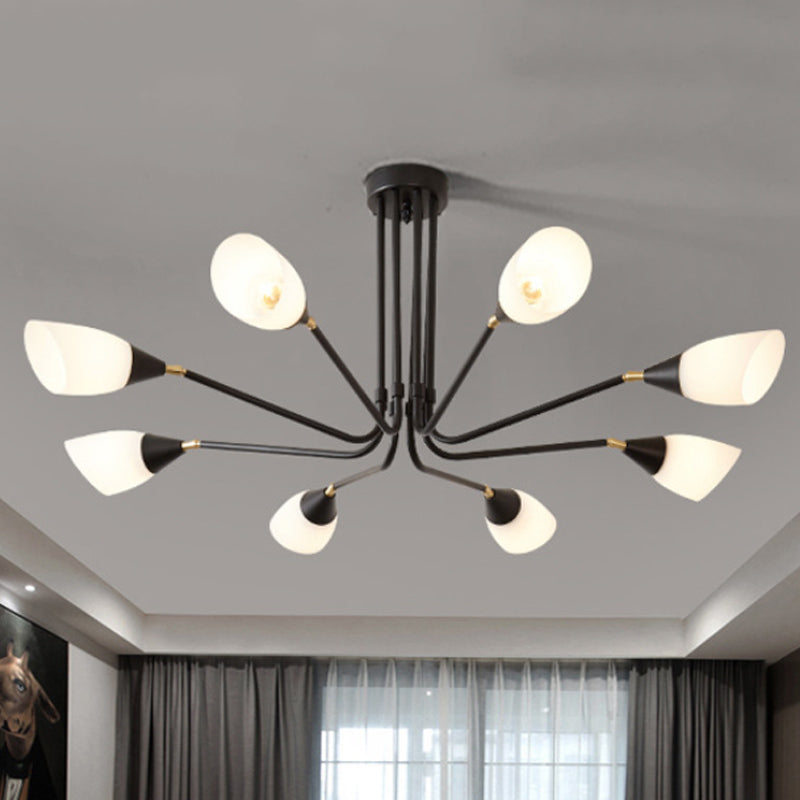 Weiße 4/6/8 Lichter Deckenhalterung traditioneller gefrosteter Glas Sputnik Halbflush Licht für Schlafzimmer