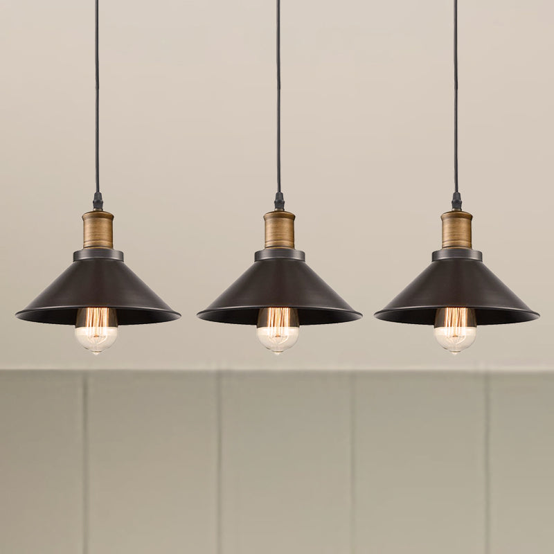 3 Pack Cone Shade Restaurant Anhänger leichte Vintage Metal 1 Hellschwarz Hanging Deckenleuchte