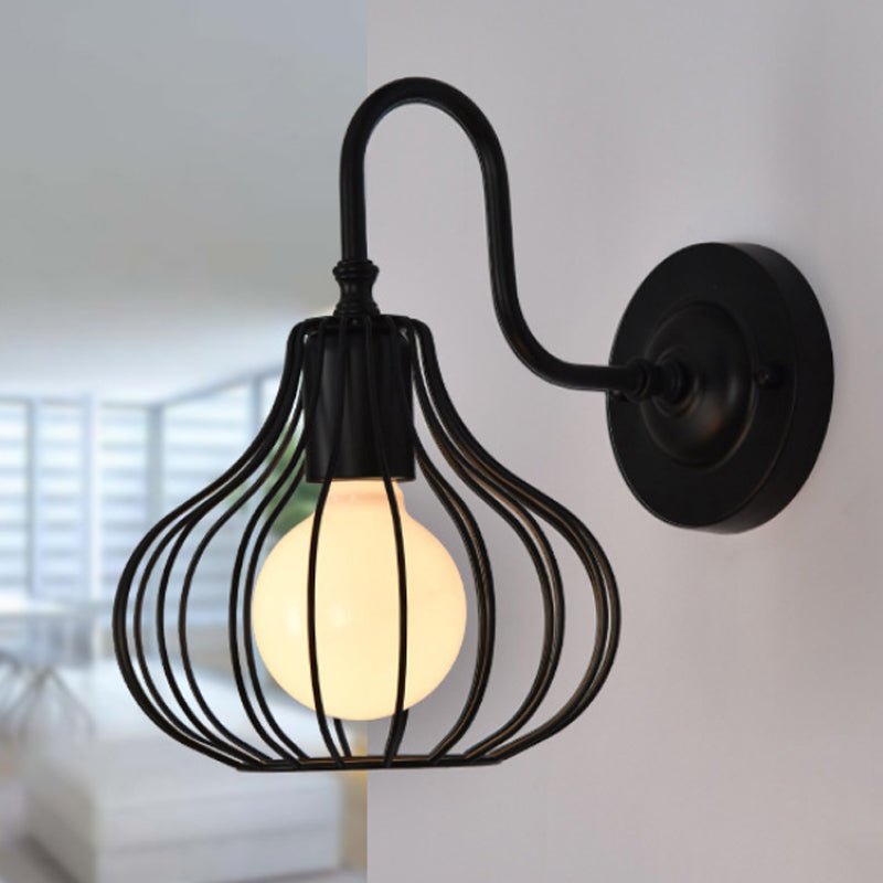 1 leichte Zwiebel Wandleuchte Licht Loft Style Schwarz/Weiß Metallic Mini Wandbeleuchtung mit Schwanenhalsarm für Schlafzimmer