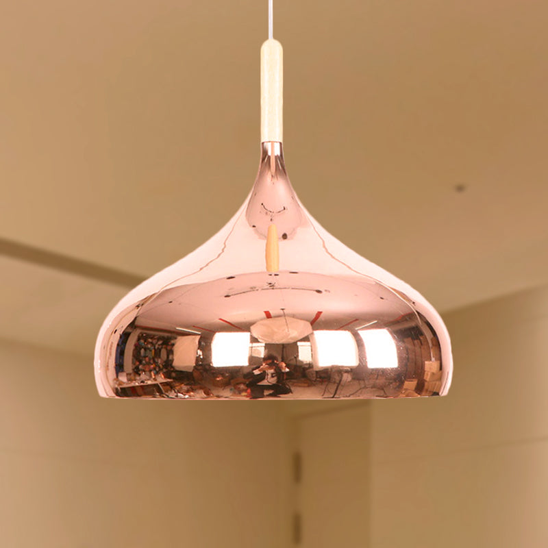 1 têtes de bol de bol d'éclairage pendentif moderniste élégant chromé / or / rose or métallique suspendue en suspension pour table à manger