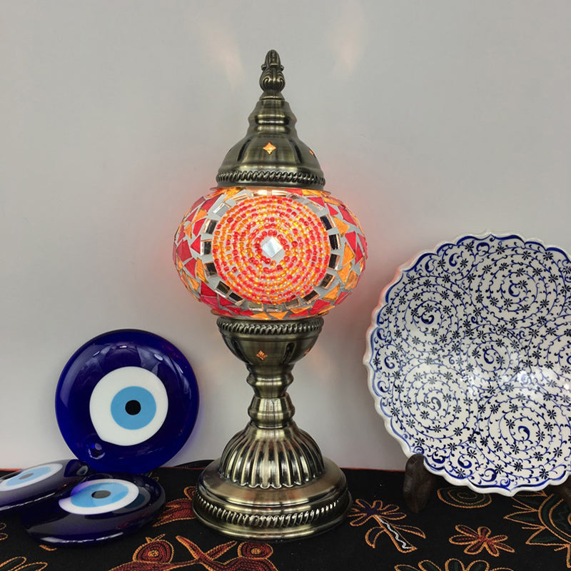 Kugelförmige Tischlampe Traditionelle blau/grün/fluoreszierende gelbe Glas 1 Glühbirnen Wohnzimmer -Aufgabenbeleuchtung