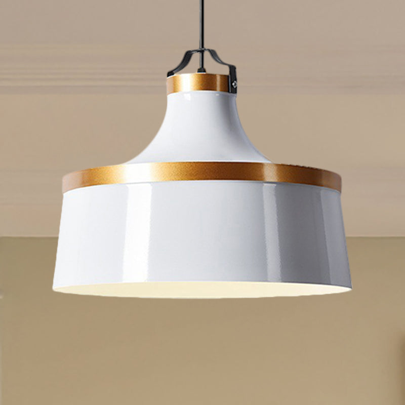 1 Light Drum Pendant Light Nordic Style Black/Blue/Green Metallic Ceiling Light Fixture for Coffee Shop