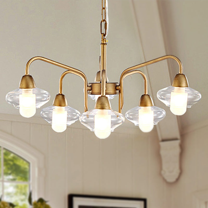 Lustre en verre givré elliptique lustre moderne 6-Light Room Pendant Lighting
