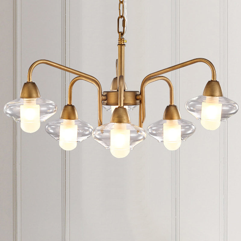 Lustre en verre givré elliptique lustre moderne 6-Light Room Pendant Lighting