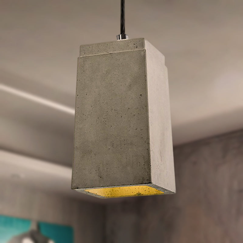 Contemporary Rectangle/Hexagon Pendant Light 1 Light Concrete Ceiling Light Fixture with Adjustable Cord in Grey