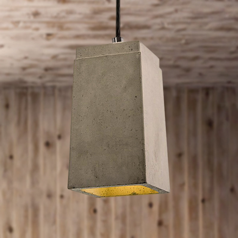 Contemporary Rectangle/Hexagon Pendant Light 1 Light Concrete Ceiling Light Fixture with Adjustable Cord in Grey