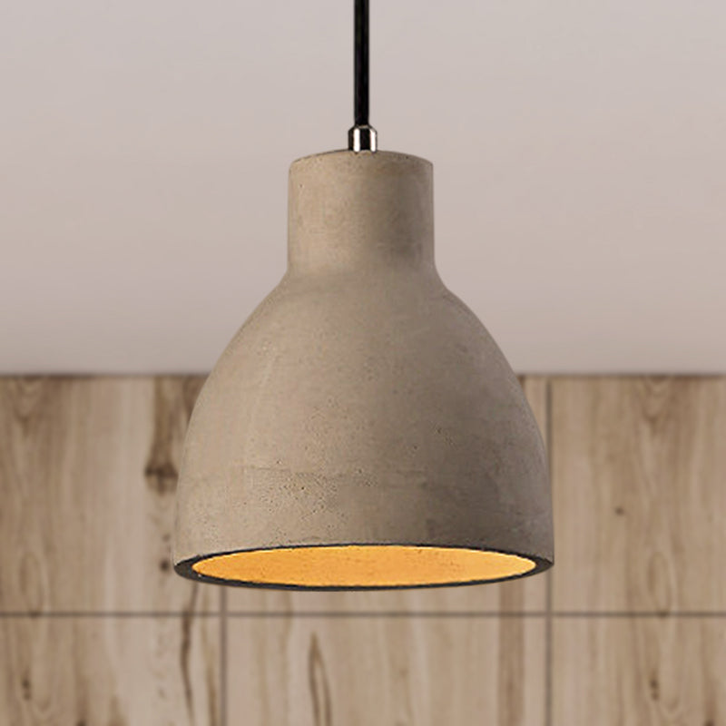 6.5"/8.5"/10.5" Dia Barn/Cylinder/Dome Cement Pendant Lighting Industrial 1 Light Dining Table Ceiling Light Fixture with Adjustable Cord in Grey