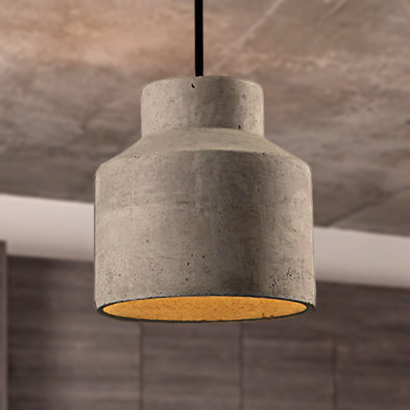 6.5"/8.5"/10.5" Dia Barn/Cylinder/Dome Cement Pendant Lighting Industrial 1 Light Dining Table Ceiling Light Fixture with Adjustable Cord in Grey