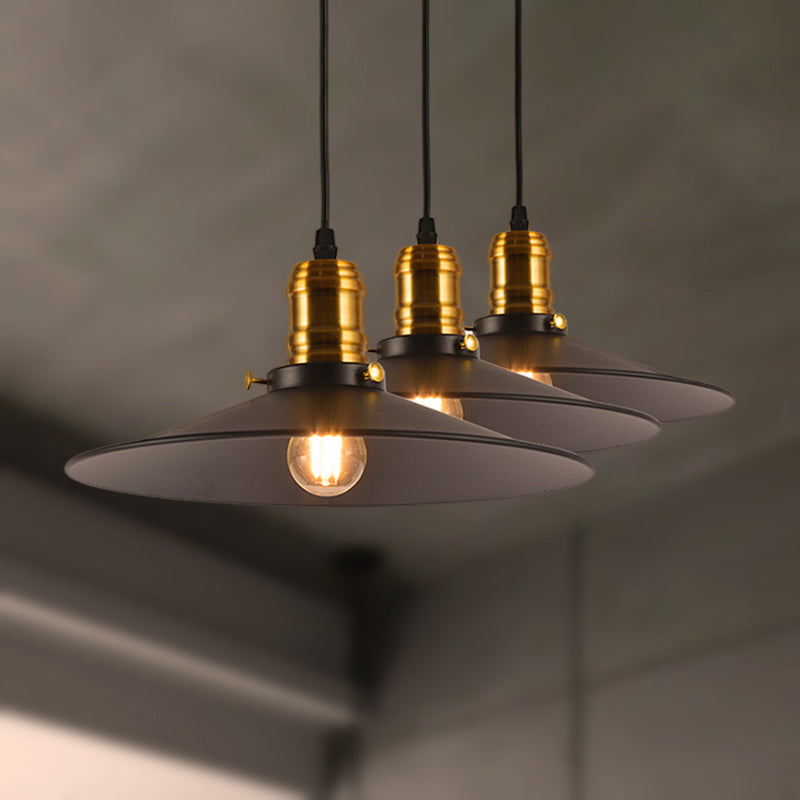 1/2/3-Pack Cone Metallic Hanging Light Industrial Style 8.5"/10" Wide 1 Bulb Dining Table Pendant Lamp in Black Finish