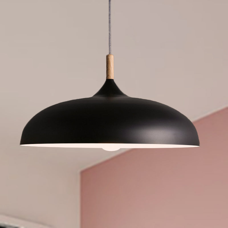 Schwarz/Weiß -Finish -Kuppel Anhänger Leuchte Retro -Stil Metal 1 Lampenküche Hanging Lampe mit einstellbarem Kabel