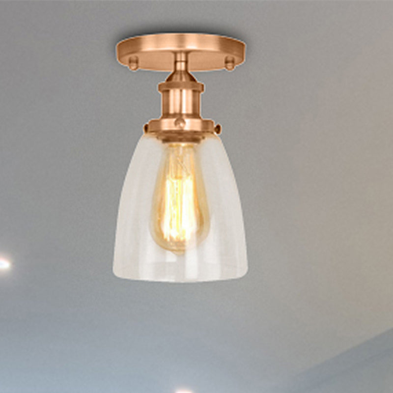 Luminaires de plafond à une ampoule, cône industriel en verre transparent, éclairage semi-encastré en argent/laiton/rouille