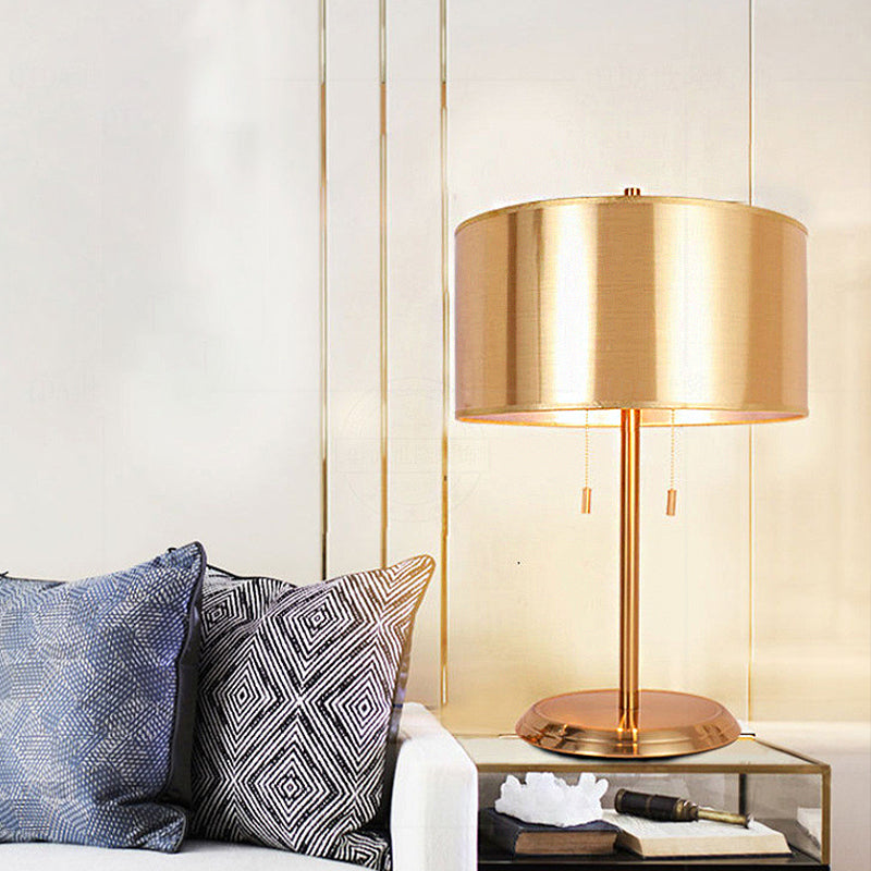 1 lampe à tambour légère de lampe en tissu noir / blanc / or