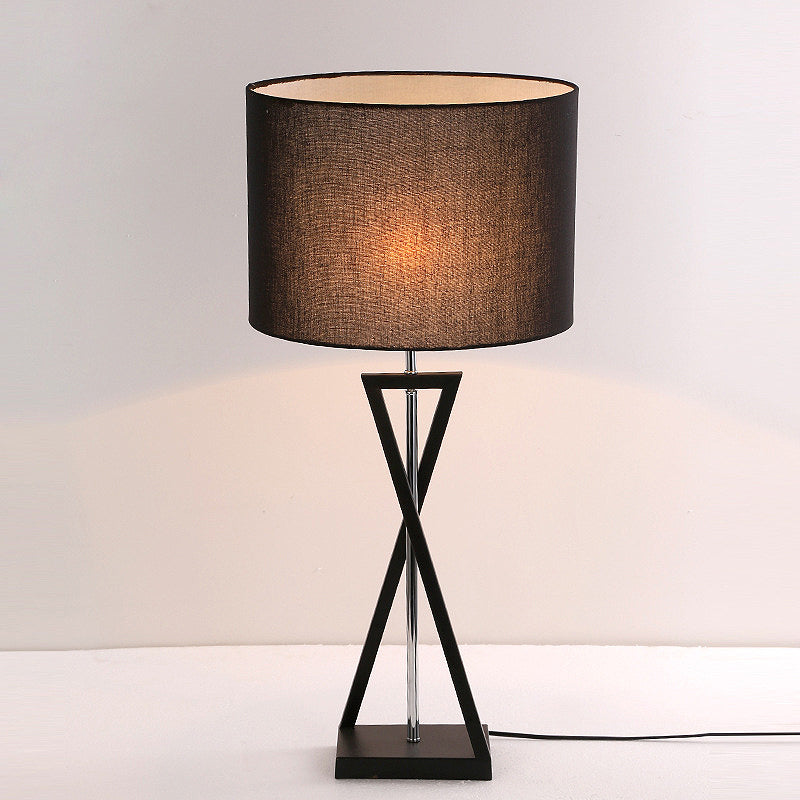 Lampada da scrivania del tamburo nero/nero Tessuto tradizionale 1 camera da letto leggera LEGGIO LEGGI