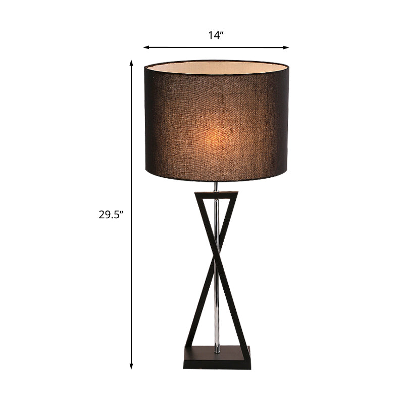 Lampada da scrivania del tamburo nero/nero Tessuto tradizionale 1 camera da letto leggera LEGGIO LEGGI
