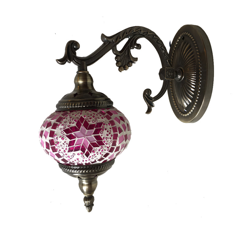 Sphere Sconce Lighting Vintage Pink/Blue Glass 1 Head Wall Lamp Fixture for Living Room