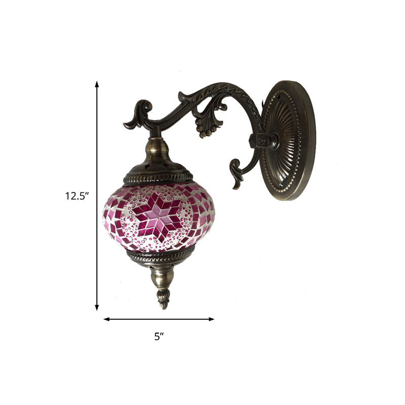 Sphere Sconce Lighting Vintage Pink/Blue Glass 1 Head Wall Lamp Fixture for Living Room