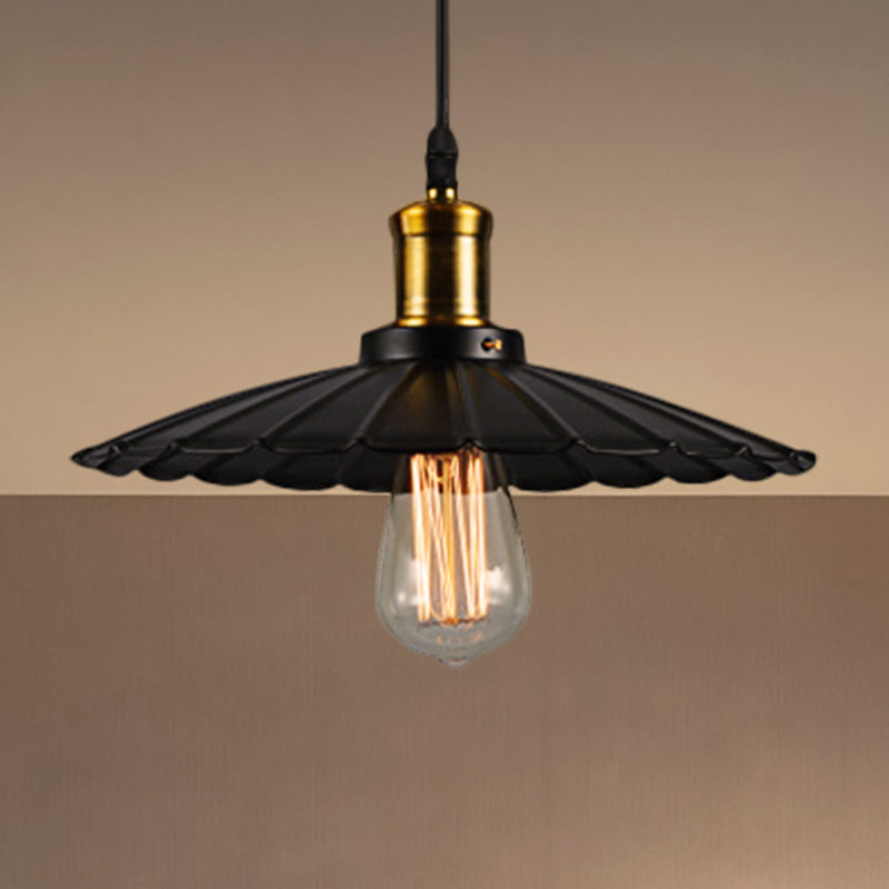 14 "/16" Dia Industrial smerlata a sospensione Light 1 a soffitto metallico lampada a sospensione in nero/bianco