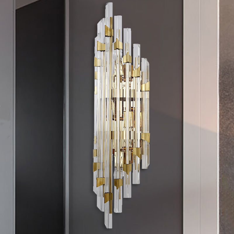 Klarer Kristallprisma Wandleuchte zeitgenössische 4 Lichter Wandlampe in Gold für Korridor