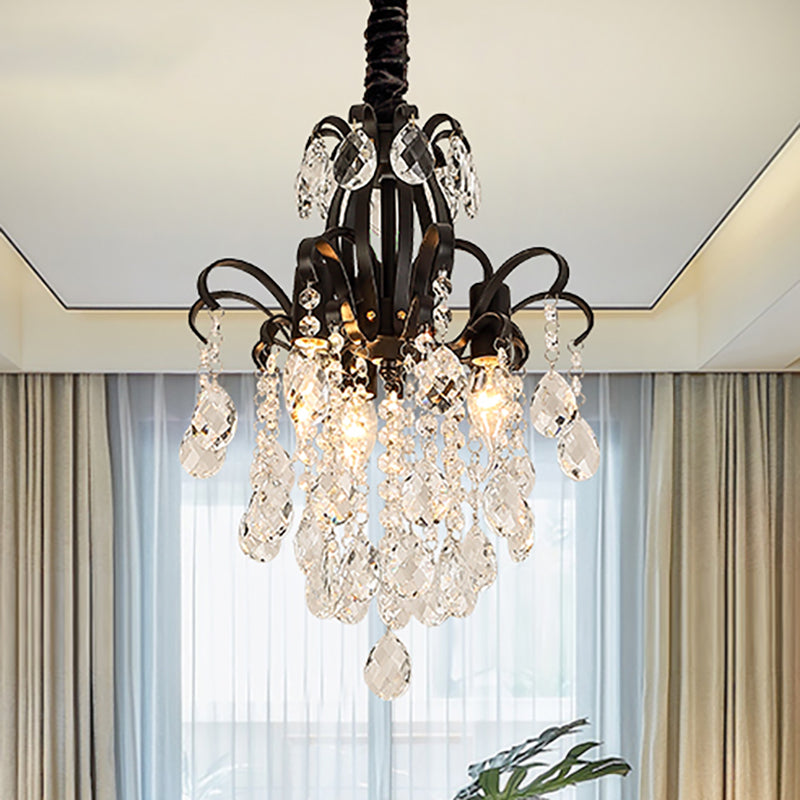 Lampadario lampadario Crystal Light Light Vintage 3/7 Luci Black Afmea appennata con bracci curvi